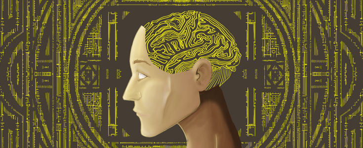 Grafik illustriert einen menschlichen Kopf abstrakt.