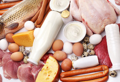 Fresh meat and dairy products. Fresh meat and dairy products.